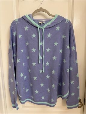 crown & ivy Purple Hoodie with Mint Star Accents